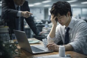 会社でのパワハラモラハラに苦しむ男性